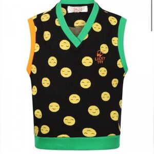 NWOT Lucky Try / Korea - Smiley Face Knit Vest- Sz 12-13
